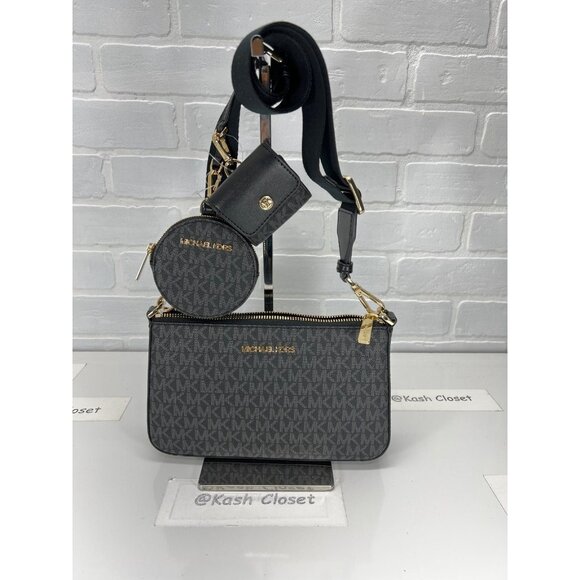 Michael Kors crossbody tech attach adjustable strap coin purse airpod case black - Picture 1 of 9